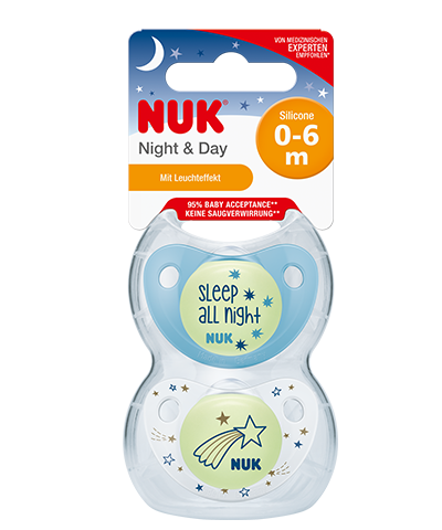 NUK Night /& Day Silicone Soothers Size 2 6-18 Months Blue